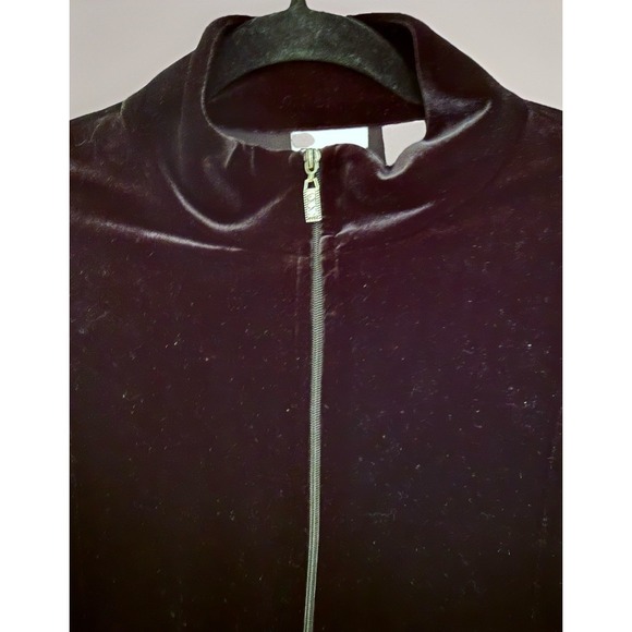 Chicos Black Velour Zip‎ Up Jacket Size 1 Soft Long Sleeve Holiday - Picture 2 of 5